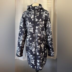 The North Face Black and White Floral Puffer Jacket